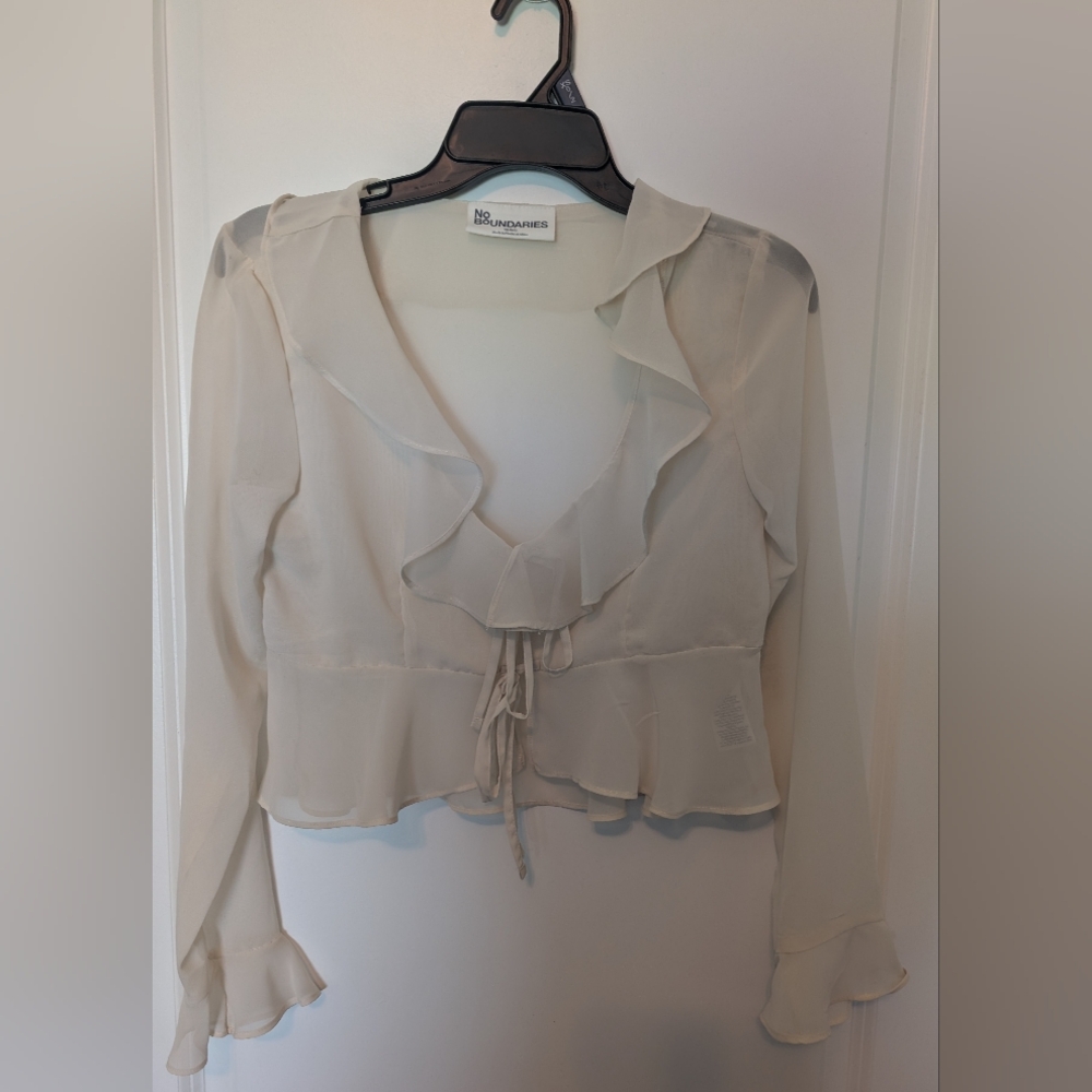 Elegant Cream Ruffle Women's Blouse
